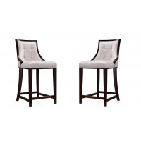 Manhattan Comfort 2-CS012-PW Fifth Ave 39.5 in. Pearl White and Walnut Beech Wood Counter Height Bar Stool (Set of 2)